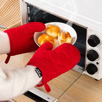  1 чифт ръкавици за микровълнова печка със защита от изгаряния, Изолирани кухненски инструменти, Ръкавици за печене, памучни топлоустойчиви ръкавици с един пръст, за да проверите за печене.