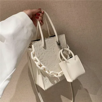  2 предмета, ежедневни квадратна чанта с капак в ретро стил 2022, дамски дизайнерска чанта от изкуствена кожа нов качество, акрилна лента за носене през рамо, чанта-месинджър