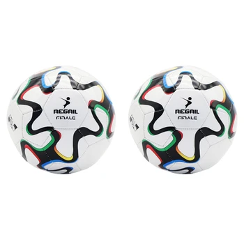  2 футболни топки REGAIL професионално размер 5, сгъстено топки за отборни мачове, зашити в машинното начин, футболни спортни топки за тренировки