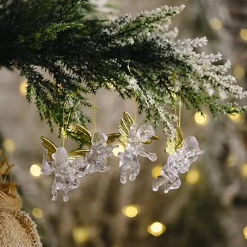  4 бр. Коледни украшения във формата на ангел Ангел със златни висулки във формата на Коледно Празнични украси