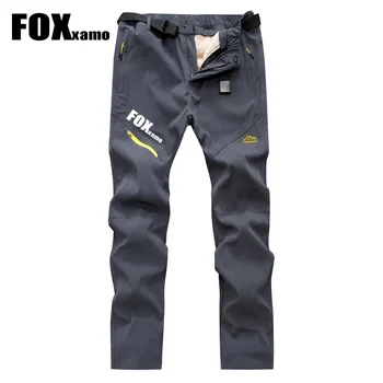  Foxxamo Мъжки Зимни разходки на открито Трекинг, Къмпинг Велосипедни панталони Мъжки топли флисовые панталони, Спортни дебели непромокаеми панталони
