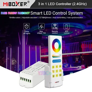  Miboxer (RGB RGBW RGB + CCT) 3 в 1 Контролер Led Лента DMX512 RGBCCT RF Дистанционно управление/2.4 G Портал за управление на 12V 24V Max15A Регулатори на светлина