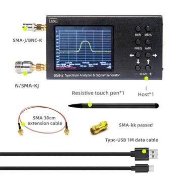  SA6 Преносим Анализатор на Спектъра 6 Ghz и Генератор на сигнали 3G и 4G LTE, CDMA DCS GSM GPRS GLONASS Ръчен Тестер Сигнал 35-6200 Mhz