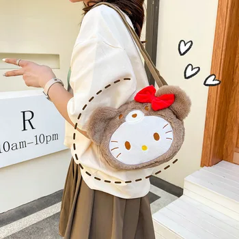  Sanrio Hello Kitty, плюшени играчки, чанти през рамо, кавайные чанти, Сладки мультяшные Аниме, пухкави раници, леки всекидневни подарък по рамото за момичета