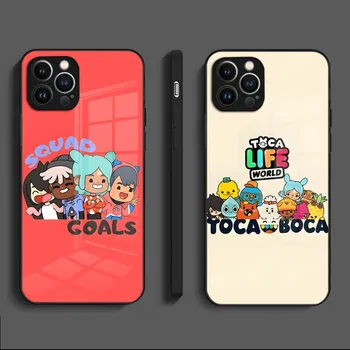  Toca Boca Toca Life World Стъклен Калъф За Телефон iPhone 13 Mini 12 Pro 11 14 Max X XR XS Max 8 7 6s Plus SE 2020 Делото