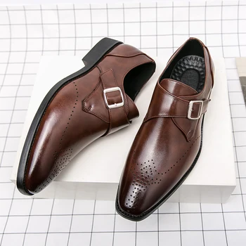  WAERTA/ Мъжки Модела Обувки В Британския Стил; по-Големи Размери 38-48; Елегантни Мъжки Обувки От Спилка; Официалната Социална Обувки; Мъжки Oxfords Високо Качество