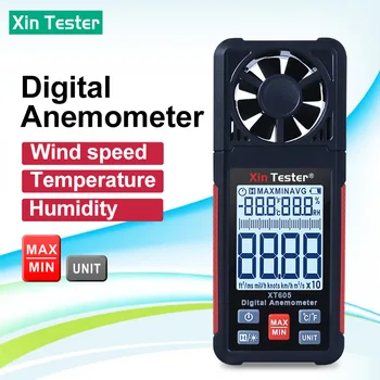  Xin Тестер, Ръчен Анемометр Вятъра да Сензор за Скорост на Въздуха Цифрова Скорост Тестер Температура Сензор за Влажност на Метър XT605