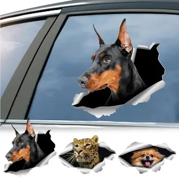  Автомобилна стикер Bulldog Crack За креативни реалистични 3D стикери с животни, Vinyl статична стикер за домашни любимци, стикери за стена, декорация на прозорците