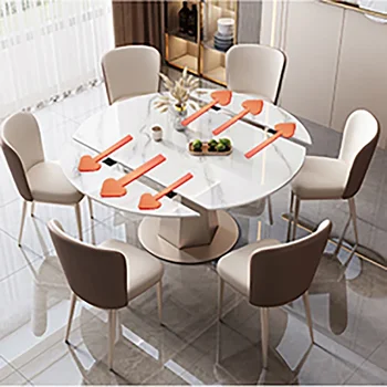  Бял Набор от места за хранене Маси за хола Nordic Luxury Желязо Ниска с 4 Стола, на Конзолата Маса За Трапезария, Мебели Comedor De 4 Silla
