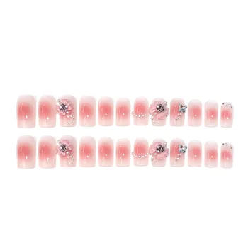  Външен ноктите Sweet Style, изкуствен нокът от смола с перли и кристали за ежедневието, всекидневна употреба