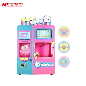  Гореща разпродажба, полноавтоматический автомат за продажба на сладка вата, с красива цвете, преносим автомат за продажба на мека вата със сензорен екран за деца