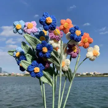  Готов пластове цвете ръчно изработени вълнени цветя, безсмъртни букет цветя
