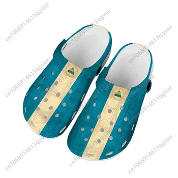  Домашни сабо с флага Никарагуа Водоустойчив обувки по поръчка на Мъжки Дамски Тийнейджърката обувки Никарагуа Градински сабо Дишащи Плажни чехли с дупки