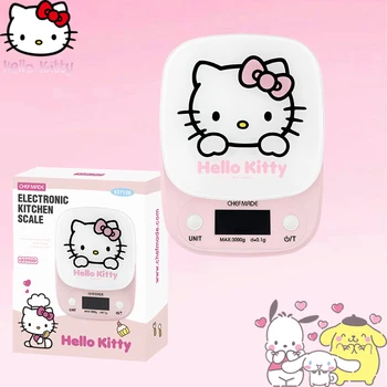  Електронни везни на Hello Kitty Sanrios Аниме, закалено стъкло, 0,1 Г, точен нескользящий мат, Един ключов превключвател, Кухненски везни В подарък