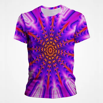  Забавни абстрактни цветни тениски Vortex Pop за мъже с къси ръкави и принтом под формата на 3D абстрактното изкуство, Whirlpool, модни топове с кръгло деколте за деца