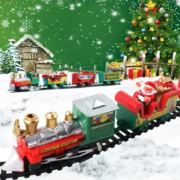  Изискан Коледен влак, набор от електрически железопътни пътища, Играчки, Коледна пъзел, играчки за деца, подаръци за рожден Ден, Коледно парти.
