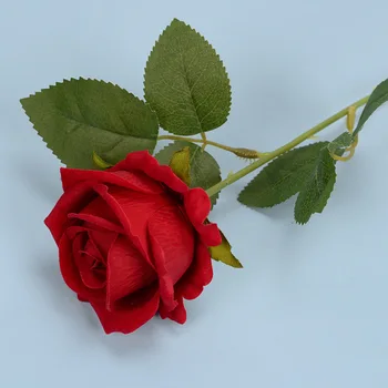  Изкуствени рози, Реалистични Цъфтят Рози, Коприна роза с един Фалшив Цвете На Дълго стъбло, Сватбени Букети, Домашен Декор