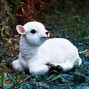  Имитация на малки овце Скулптура животни от смола Занаяти Открит градина Моделиране на вътрешния двор Украса на животните Начало декор на открито