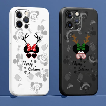  Калъф За Телефон Apple iPhone 14 13 12 Mini 11 XS-Pro Max X XR SE 2020 Plus Cover Couple Мики Minnie Mouse Liquid Въжето Funda
