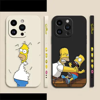  Калъф За телефон s-S-Simpsons Movie За iPhone 14 13 12 11 Pro XS Max Mini X XR SE 7 8 6 15 Плюс Течен Цветен Калъф Funda Shell