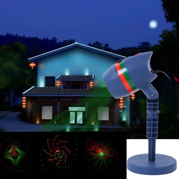  Коледен лазерен проектор, звездни светлини, декоративни поляна за градината, 8 12 20 Шарки, червен, зелен, движещ се Пейзаж, Искрящи светлини
