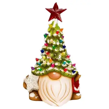  Коледна фигурка Елф, Сладък Градински декор под формата на Джудже с осветление, Градински джуджета за Хелоуин, Декорация във формата на Джуджета, Пентаграм на