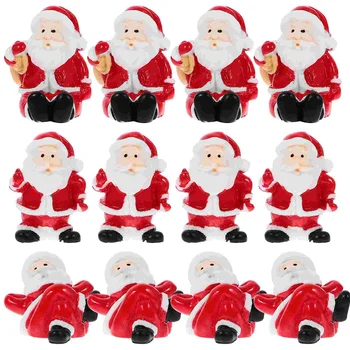  Коледни Миниатюрни фигурки на Дядо Коледа декорации от смола, за Украса на Коледна куклена къща, Фигурки на Снежната топка