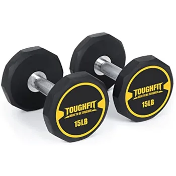  Комплекти гири ToughFit - комплект гири с тегло от 5 до 50 килограма тегло от 2 до 15 кг - Желязна дръжка с покритие PEV и нескользящим рифлением