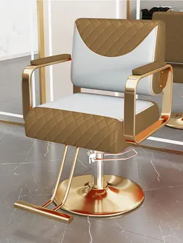  Коса стол Коса стол за фризьорски салон Седалка за фризьорски Стол за подстригване от висок клас неръждаема стомана