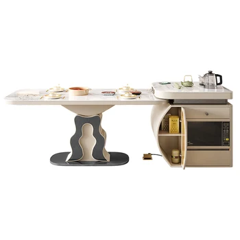  Лесен луксозен острова маса от каменна плоча с вградена микровълнова печка, модерна кухня, оборудвана с многофункционални система за варене на чай