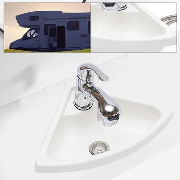  Лодка-ван RV Camper Бяла акрилна триъгълна мивка и смесител