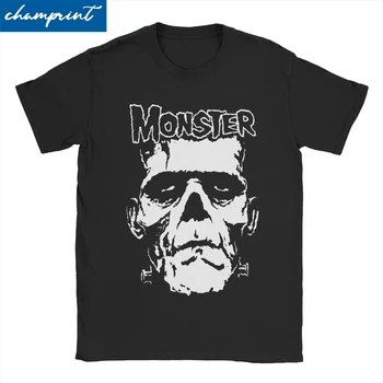  Мъжки И дамски тениска с черепа на чудовището, филм на ужасите на Франкенщайн, памучен дрехи, новост, тениска с къс ръкав, уникални тениски