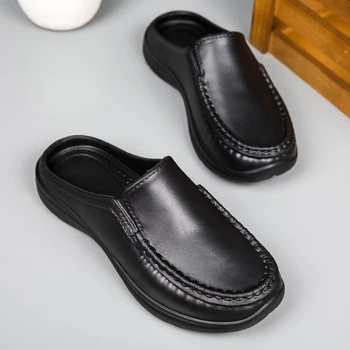  Мъжки обувки големи размери с педала на една стъпка, обувки за шофиране, нескользящая обувки готвач, мъжки ежедневни кожени обувки