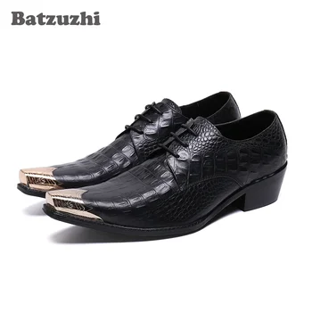  Мъжки обувки японски тип Batzuzhi, кожени модела обувки с метален връх, мъжки бизнес кожени обувки с дантела-за партита и сватби!