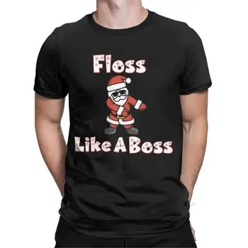 Мъжки тениски Floss Like A Boss Santa, Тениски За Коледната Ваканция, Тениски С Кръгло деколте И Къс ръкав, Памучен Летни Дрехи