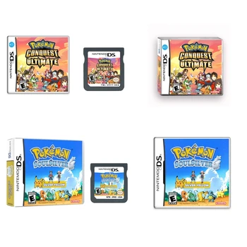  НОВА игра касета DS, карта за игралната конзола серия Pokemon Сребристо-жълто на цвят, с предавателна кутия, английската версия на NDS / 3DS / 2DS