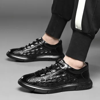  Обувки от 100% естествена кожа, мъжки обувки в черен цвят; Модерни ежедневни обувки за младите хора; мъжки обувки от волска кожа, кожа с високо качество KA4388