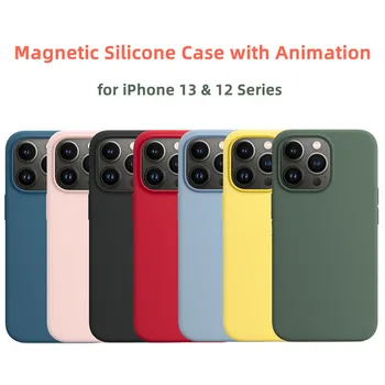  Оригинален магнитен калъф от течен силикон Apple Magsafe за iPhone 14 Pro Max, калъфи за Apple iPhone 14 Plus 14Pro с логото на