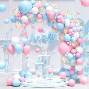  Пастельно-розово-сини балони във формата на арки и гирлянди за момчета и момичета, разкрива пол, украса от балони за душата на детето, декор за парти по случай рождения Ден на Globos