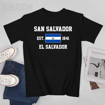  Патриотичен Флаг Салвадор 1841 г., Сан Салвадор, Мъжка тениска, Тениски С кръгло деколте, Тениски, Дамски дрехи за момчета, 100% Памук