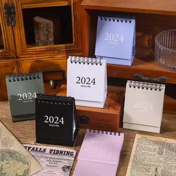  Перекидной календар за вашия десктоп на пейджинг, Малка месечна планер 2024 година, долно Оттичане преносим месечен календар със стикери и декорация.