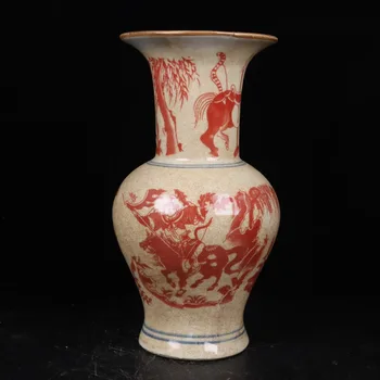  Подглазурный червена купа с цветя модел Долината на призраци Цзиндэчжэнь, антикварное фарфоровое украса