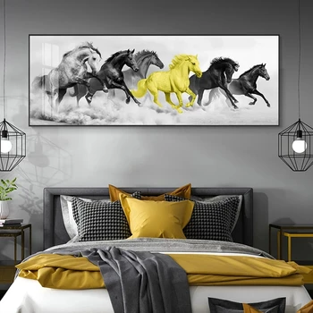 Пълнозърнести плакати с течаща коне и щампи с участието на животни Куадро, стенни картини за всекидневна, декориране на дома