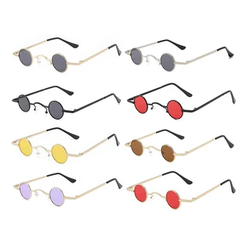  Ретро Кръгли очила в стил пънк за жени, модни Очила в метални рамки в стил хип-хоп, мъжки Слънчеви очила готически луксозна марка, Дизайнерски Слънчеви очила
