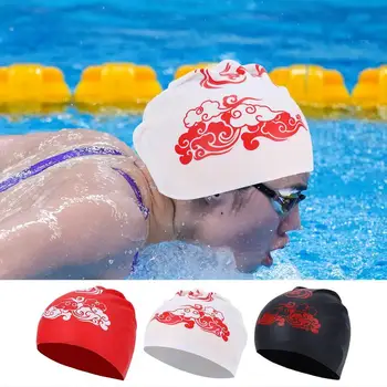  Силиконова шапка за плуване Ергономична шапка за плуване в китайски стил Непромокаеми шапки за плуване за възрастни Предпазват косата по време на къпане