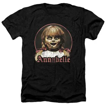  Тениска Анабел Хедър с портрет винтажной кукла, с черна тениска