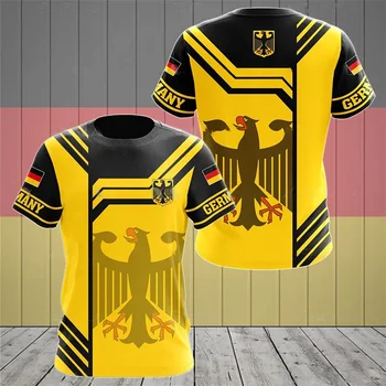  Тениска с Национално Знаме на Германия за Мъже, Тениски за Фитнес зала с 3D Принтом, Летни бързо съхнещи Тениски С Къс Ръкав, Дамски Градинска Дрехи Голям Размер