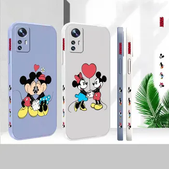  Течен Силикон За Xiaomi 13 12 12S 12X 11 11T 10 10S 9 9SE 8 8SE Pro Ultra Lite Калъф Мики Minnie Mouse Couple Case Funda