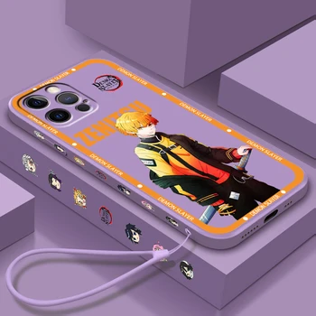  Убийцата на Демони Агацума Зеницу Течна Левица Въже За Apple iPhone 15 14 13 12 11 XR XS X 8 7 SE Pro Ultra Max Plus Mini