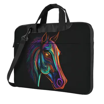  Чанта за лаптоп Horse Line Art Neon Travel за Macbook Air Pro, калъф за лаптоп Acer Dell 13 14 15 15,6 Меки калъфи